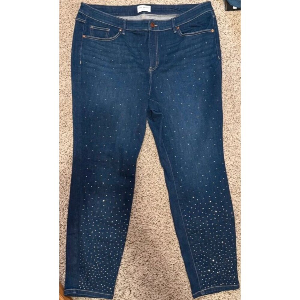 EUC Women’s Lane Bryant Fab Rhinestone Sparkly Denim Jeans SZ 22 Gorgeous!